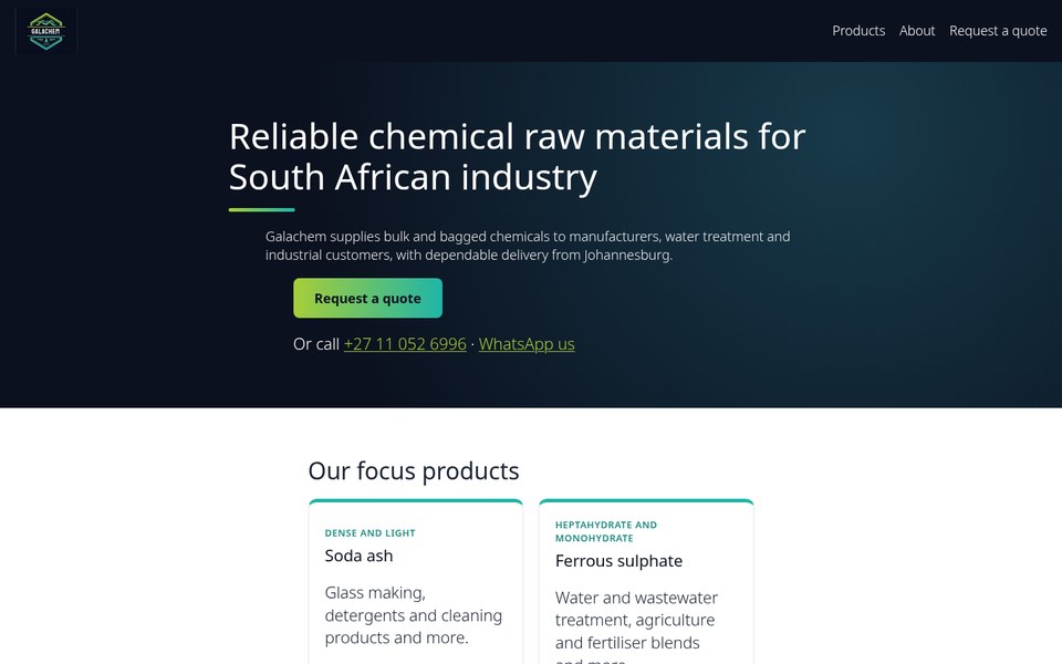 Galachem live website preview